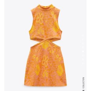 Zara Cut Out Jacquard Dress